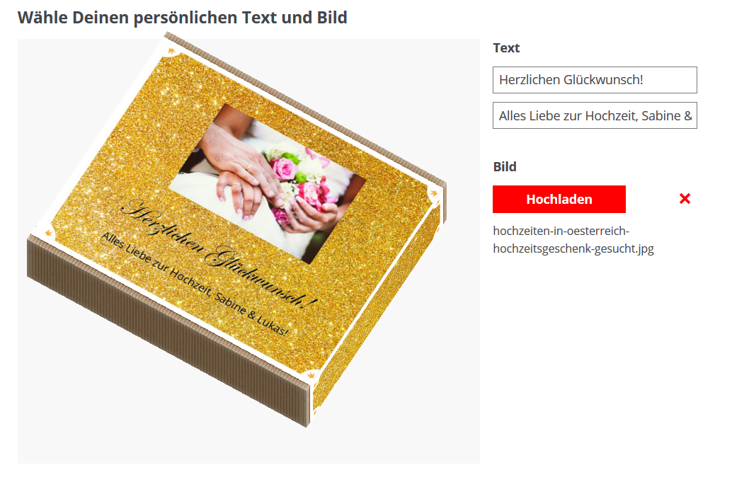 Hochzeitsgeschenk von Austriandl mit individueller Verpackung